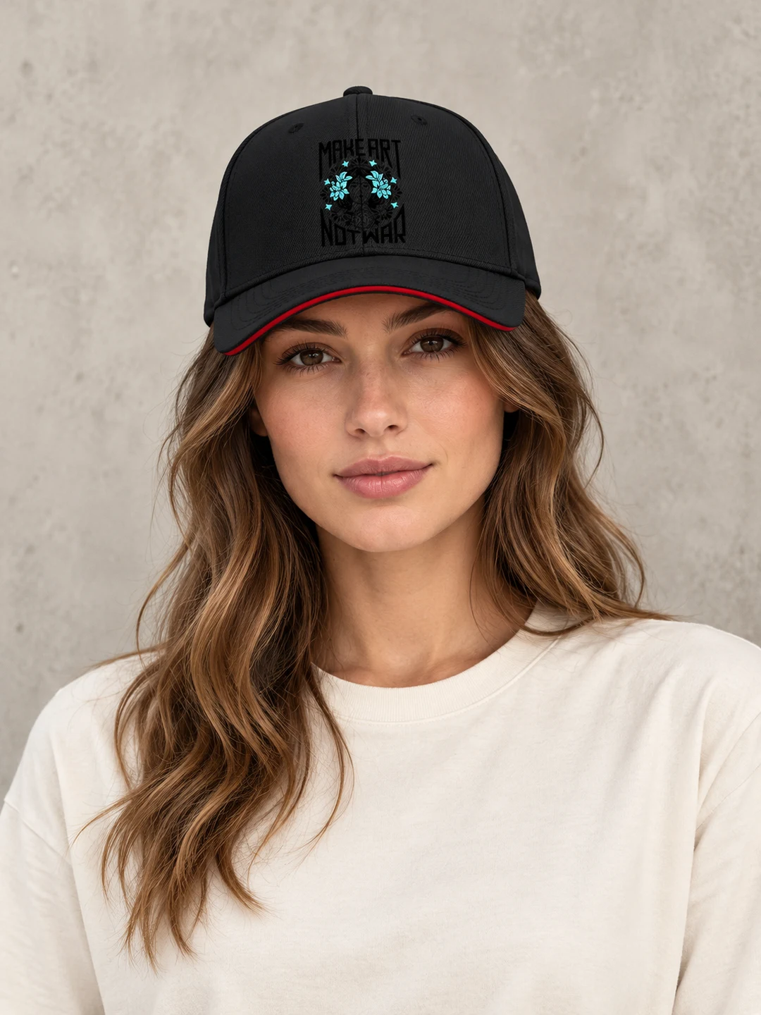 Headwear styled on a model